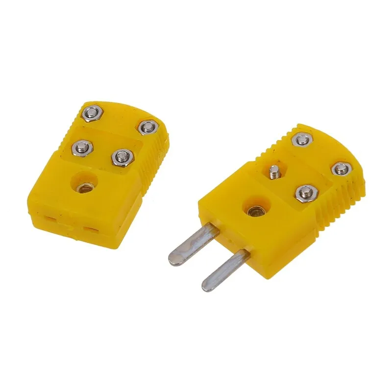 Yellow Plastic Shell K Type Thermocouple Plug Socket Connector Set B7N2h