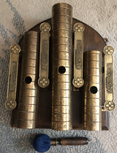 Rare Deagan Antique Chimes Bells. Solid Brass And Oak. Excellent Tone! Proper!