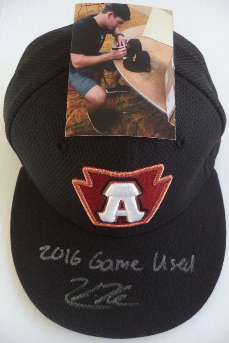 KEVIN NEWMAN SIGNED 2016 GAME USED ALTOONA CURVE CAP W/PHOTO PROOF PIRATES D