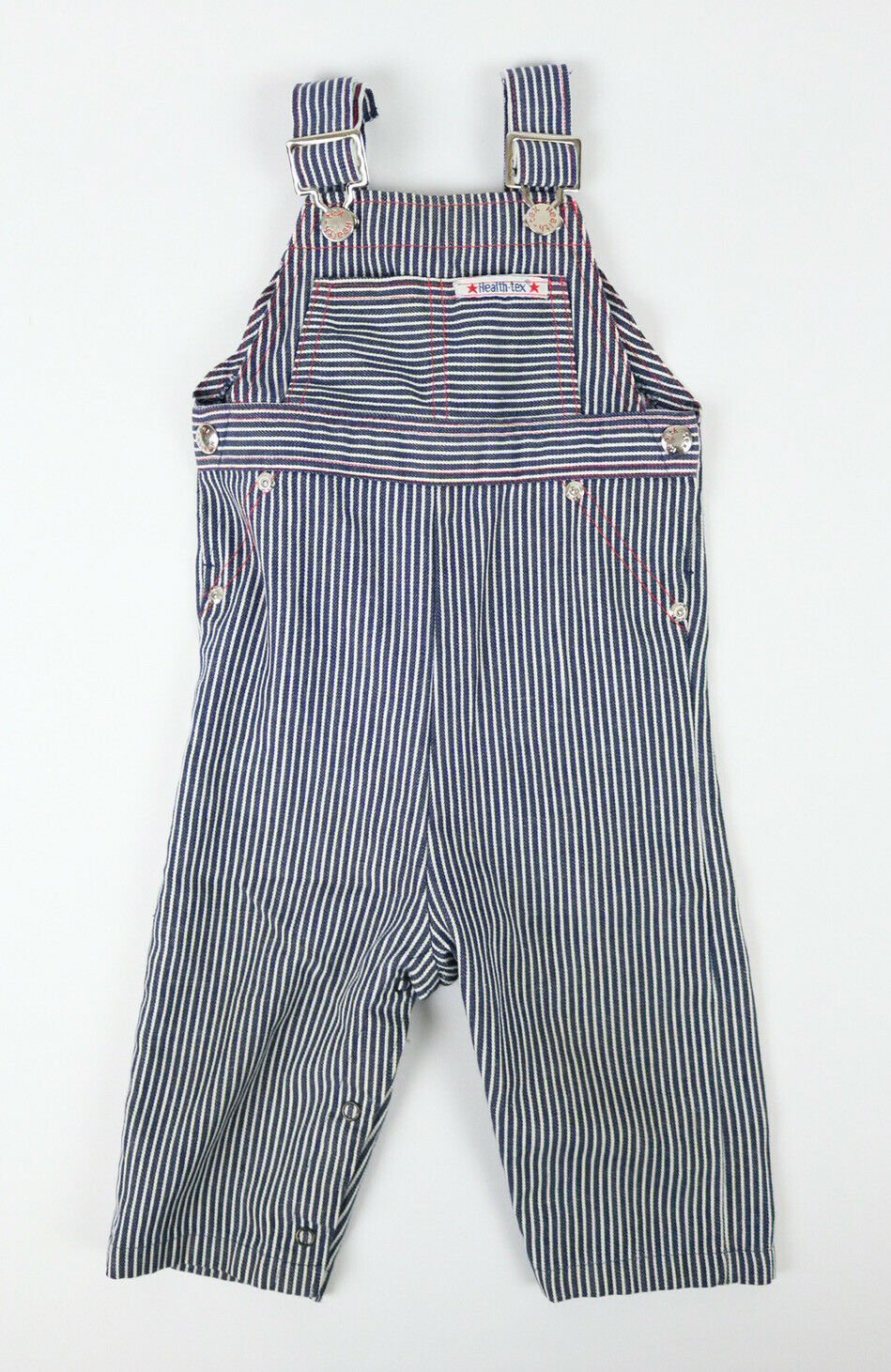 Vintage Baby Toddle Health Tex Hickory Stripe Overalls Bibs 18 Mos Made In USA