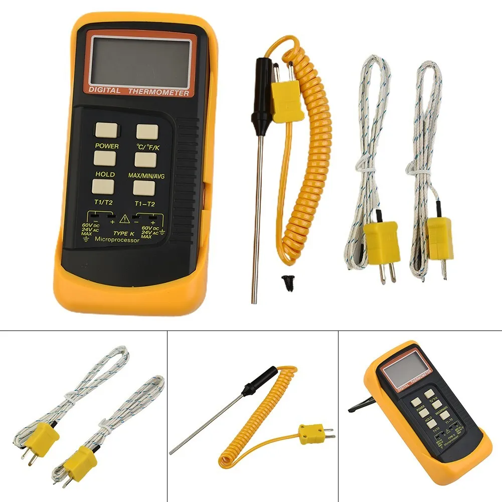 Thermometer Thermocouple Digital 6802 II Dual Channel 2 Sensors Test Meters