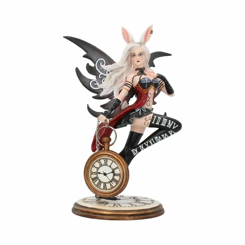 Rabbit And Clock Wonderland Fairy Figurine