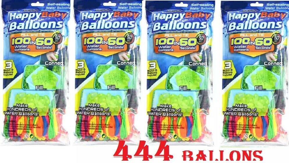 444 Water Balloons Instant Easy Fill Self Sealing Water Balloons Bunch 4 Packs
