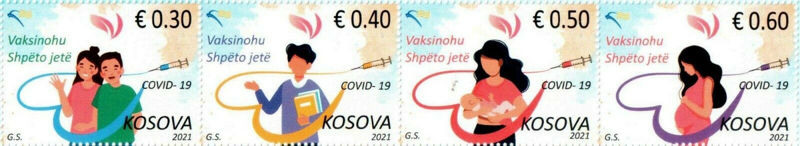 Kosovo Stamps 2021. Vaccinate - Save Lives In Pandemic. Set Mnh