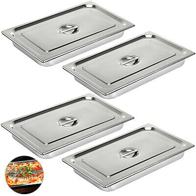 4-pack Full Size 4" Deep Silver Stainless Steel Hotel Steam Table Pans