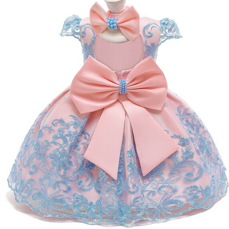 Baby Girl 1 Year Birthday Toddler Party Dress Lace Beading Wedding Princess Gown