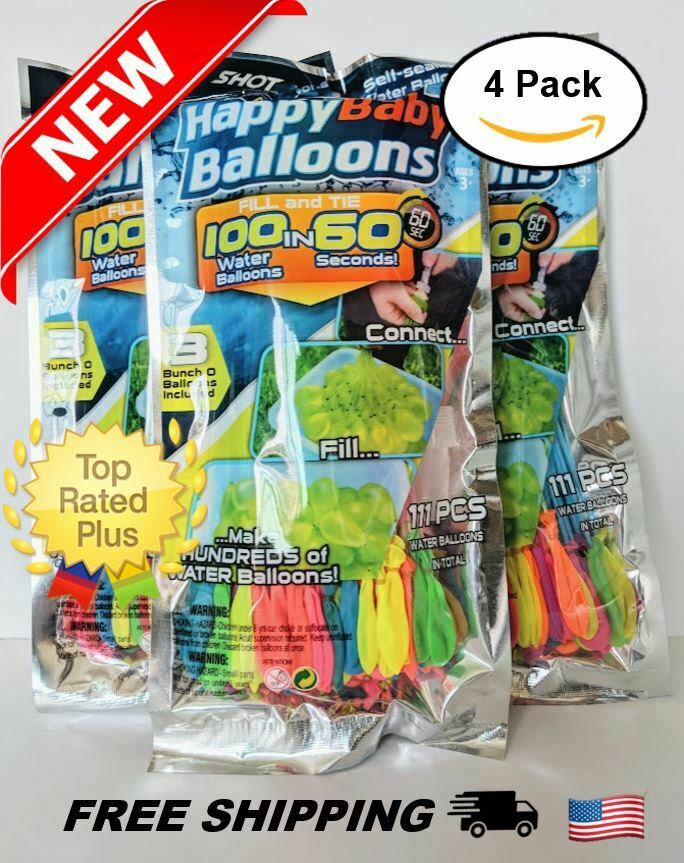 4-pack (444 Premium Water Balloons) Bunch O Instant Already Tied Self-sealing