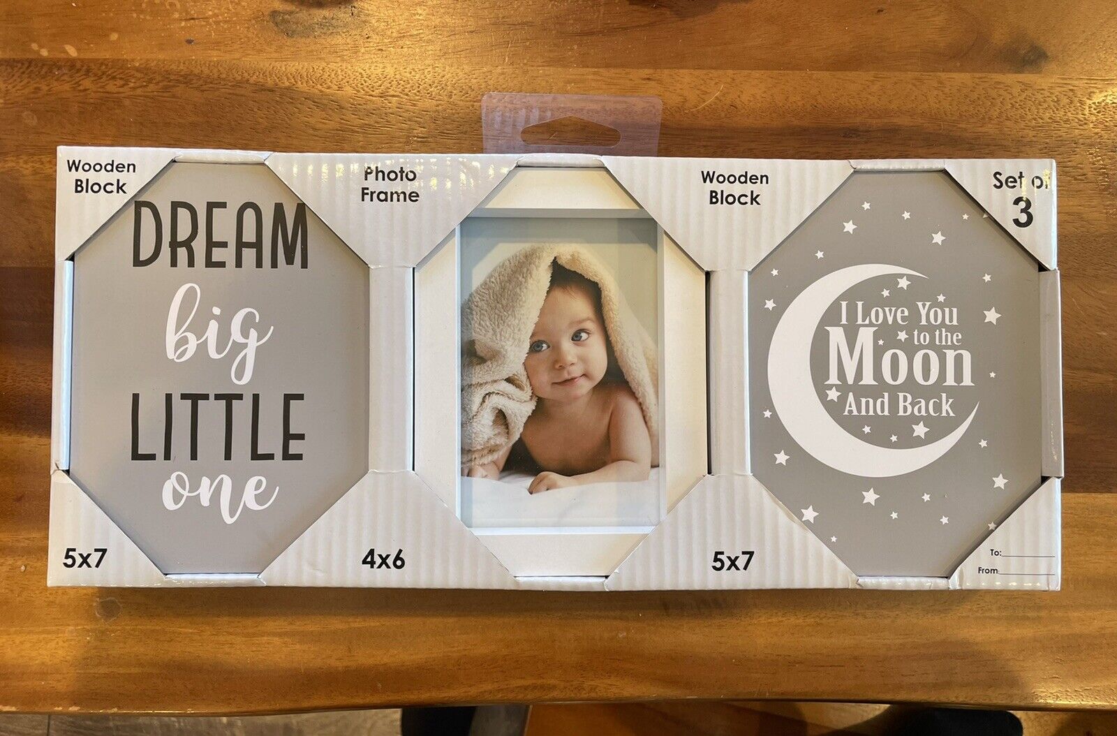 Baby Nursery Decor - Wooden Block Quotes and Picture Frame - Neutral, Unisex
