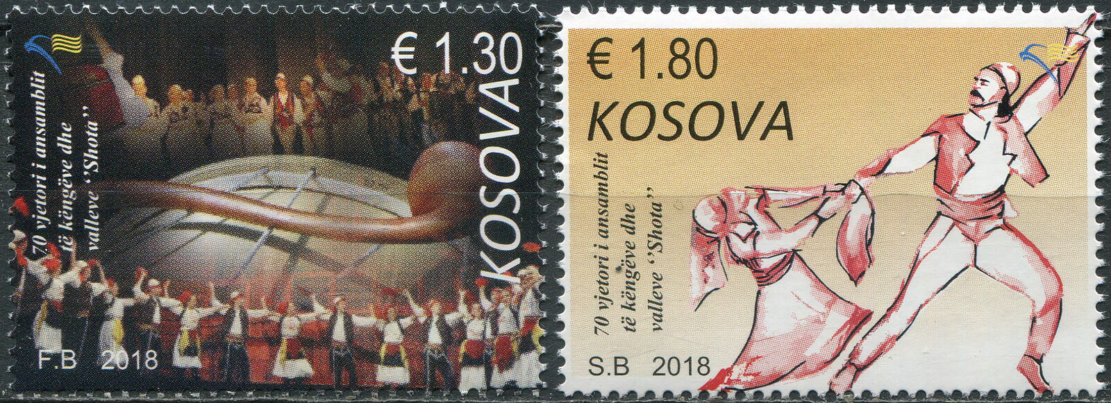 Kosovo 2018. 70th Anniversary Of The Shota Ensemble (mnh Og) Set Of 2 Stamps