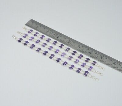 Wholesale 3pc 925 Solid Sterling Silver Purple Amethyst Bracelet Lot J160