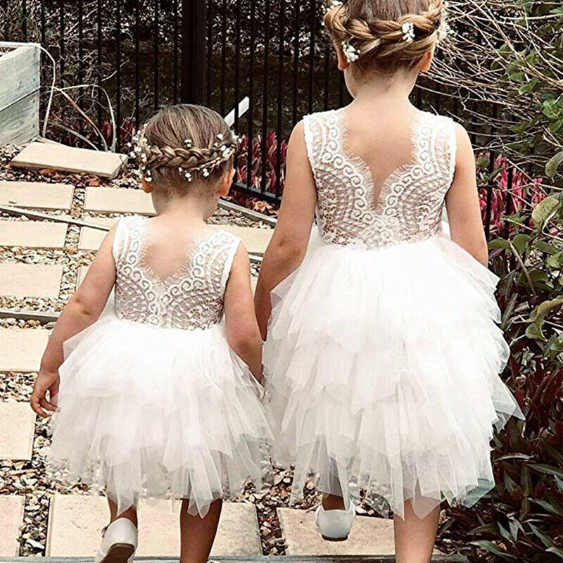 Toddler Baby Girls Sleeveless Dress  Size 1-5 Birhtday Party Lace Tutu Gown