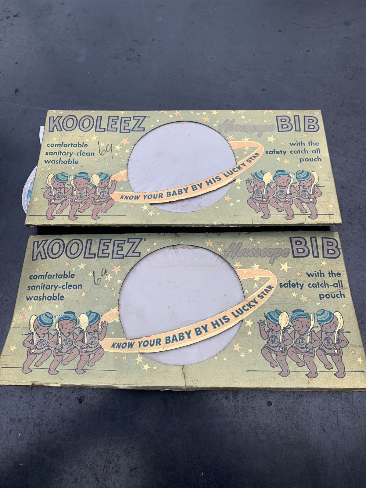 2 Antique Vintage KOOLEEZ HOROSCOPE BIB - LEO -  Latex Bib In Original Package