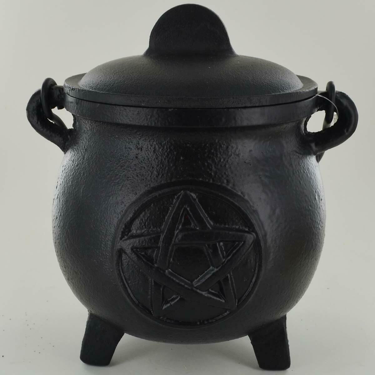 Pentagram Cast Iron Witch Cauldron (large)
