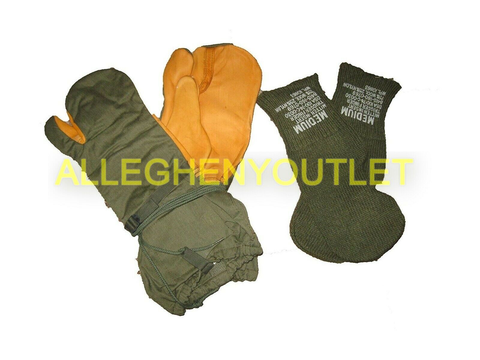 US MILITARY M-65 TRIGGER FINGER MITTENS GLOVES with INSERT LINER Large N/L NEW