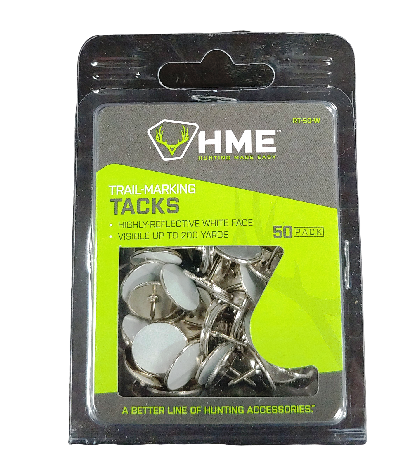 HME Highly Reflective Hunting Trail Marking Metal Tacks White 50/Pack RT-50-W