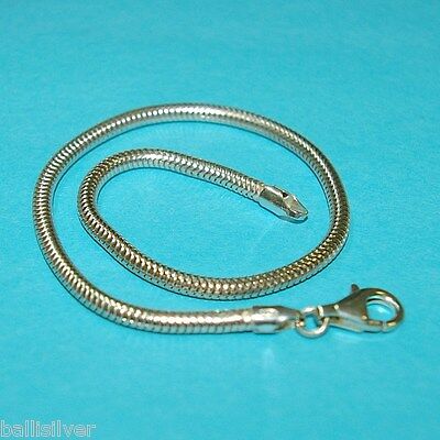 4 pieces 925 Sterling Silver 3mm Thick SNAKE BRACELETS LOT - Fit European Beads